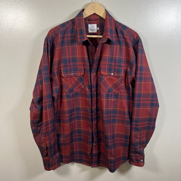 Flylow Plaid Handlebar Tech Snap Shirt Size XL Red Blue Outdoor Long Sleeve - Picture 1 of 9